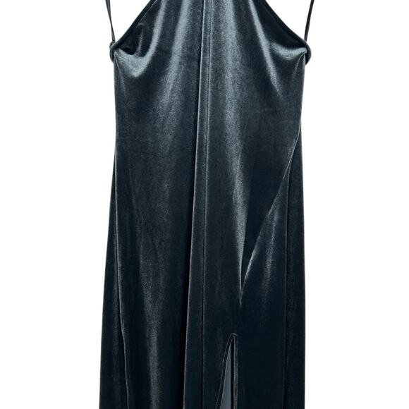 NWT Banana Republic Velvet Midi Slit Halter Dress in Orca Gray Size Large - Picture 6 of 10